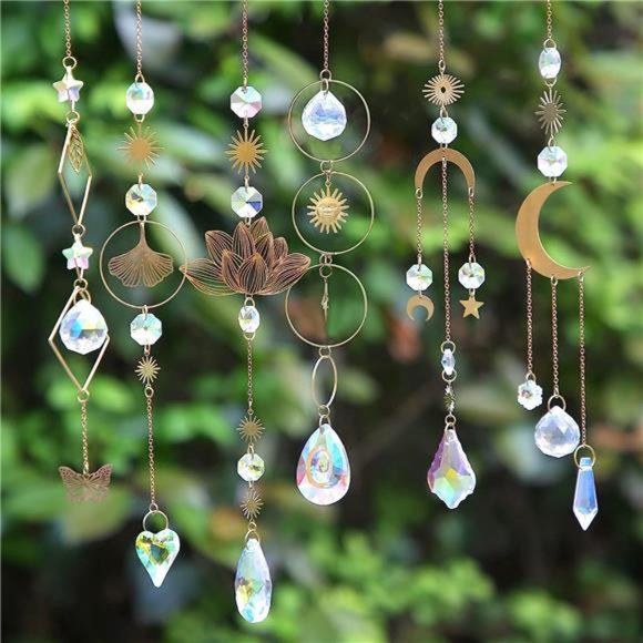 Sun Catchers,6Pieces Colorful Crystals Suncatcher Hanging for Window CrystalBall - Picture 1 of 6